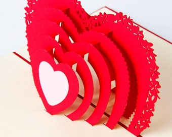 Tarjeta emergente 3D Love Heart Tarjeta de boda / Tarjeta de San Valentín / Tarjeta de aniversario