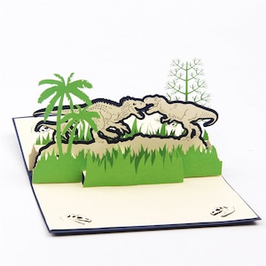 Tarjeta de felicitación emergente de dinosaurios 3D, tarjeta emergente Dino, tarjeta de dinosaurio, tarjeta de felicitación de dinosaurio para niños