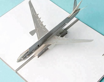 Airplane 3D pop up card Good luck / Have a safe journey / Safe flight card