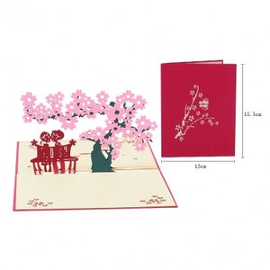 Carte pop-up 3D Carte de couple cerise Carte de mariage Saint Valentin anniversaire Carte de fiançailles Bonne chance Carte d'amour Action de grâces Carte vierge