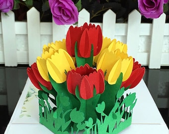 Lovely flower Pop-up Card, Unique 3D Gift Card,Birthday Card,Greeting Card for Kids