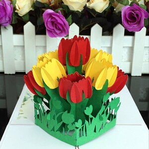 Carte pop-up tulipe, carte-cadeau 3D unique, carte d'anniversaire, carte de voeux pour enfant - VENDEUR AU ROYAUME-UNI