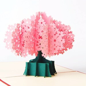 Carte pop-up 3D fleurs de cerisier roses Carte de voeux faite main