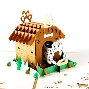 Cartão adorável de amante de cachorro/cartão de cachorro/cartão de paraíso 3D cartão pop-up feito à mão