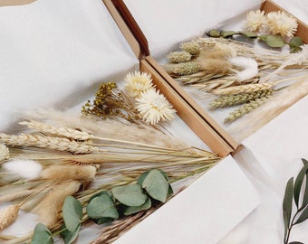 Natural Dried Flowers Cake Decoration Topper Craft Box | Palm Spear Dried Flower Stems Offcuts Pieces | cupcake decor bunny tails