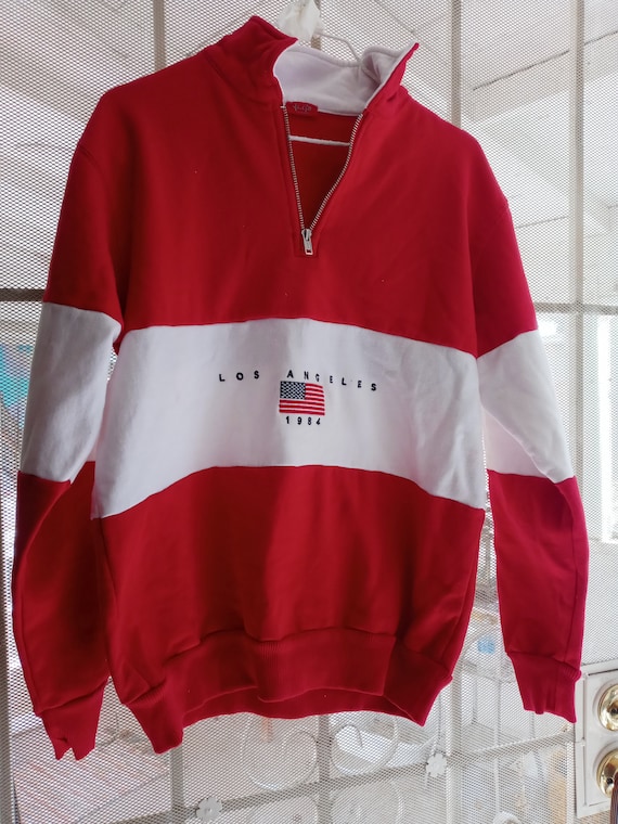 NEW Brandy Melville Red White Los Angeles Zip Sweatshirt John Galt