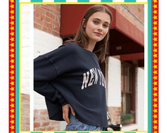 New Thermal shirt!  Brandy Melville New York Navy Blue Thermal Laila top