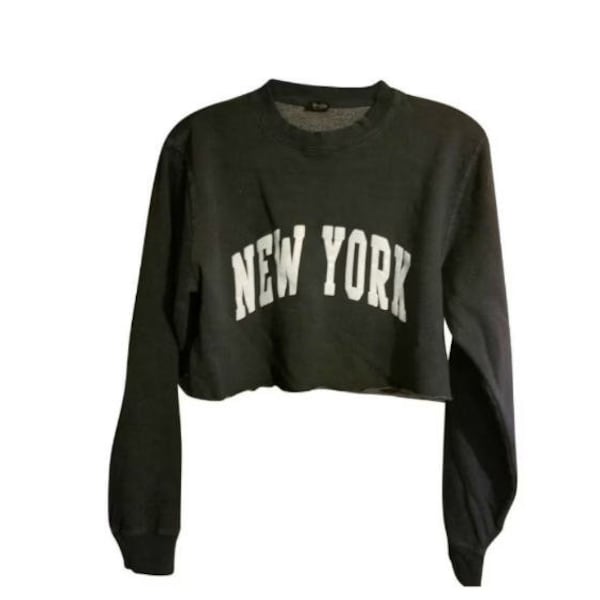 New Brandy Melville john galt navy Blue Lily New York Pullover cropped Sweatshirt