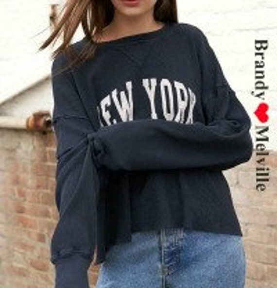 New Thermal Shirt Brandy Melville New York Navy Blue Thermal Laila