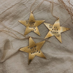 Customizable Christmas ornaments brass hand stamped