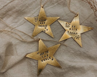 Customizable Christmas ornaments brass hand stamped