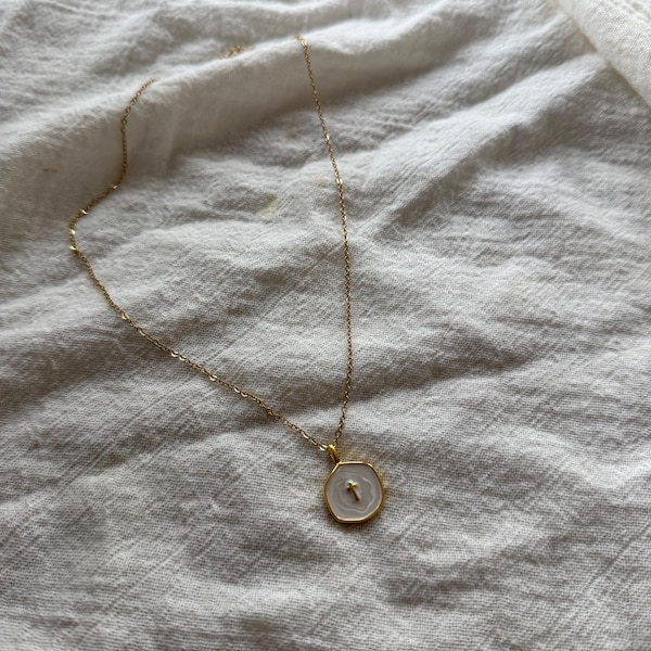pearl cross necklace // waterproof