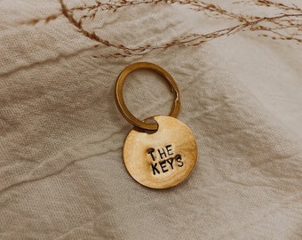 Hand stamped keychain //personalized //brass // Christmas gift