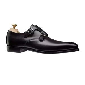 Handmade Black Leather Double Monk Strap Shoes – Men’s Formal Dress Shoes, Office, Business & Party Footwear image 2