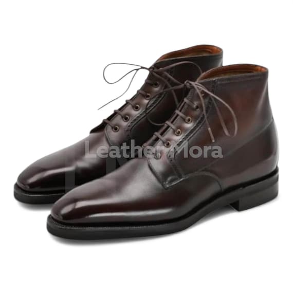 Handmade Brown Leather Chukka Boots for Men | Lace-Up Ankle Dress Boots | Business Formal Wear Handmade Brown Leather Chukka Boots for Men | Lace-Up Ankle Dress Boots | Business Formal Wear