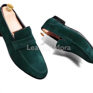 Mens Green Suede Loafers - Etsy display picture 1