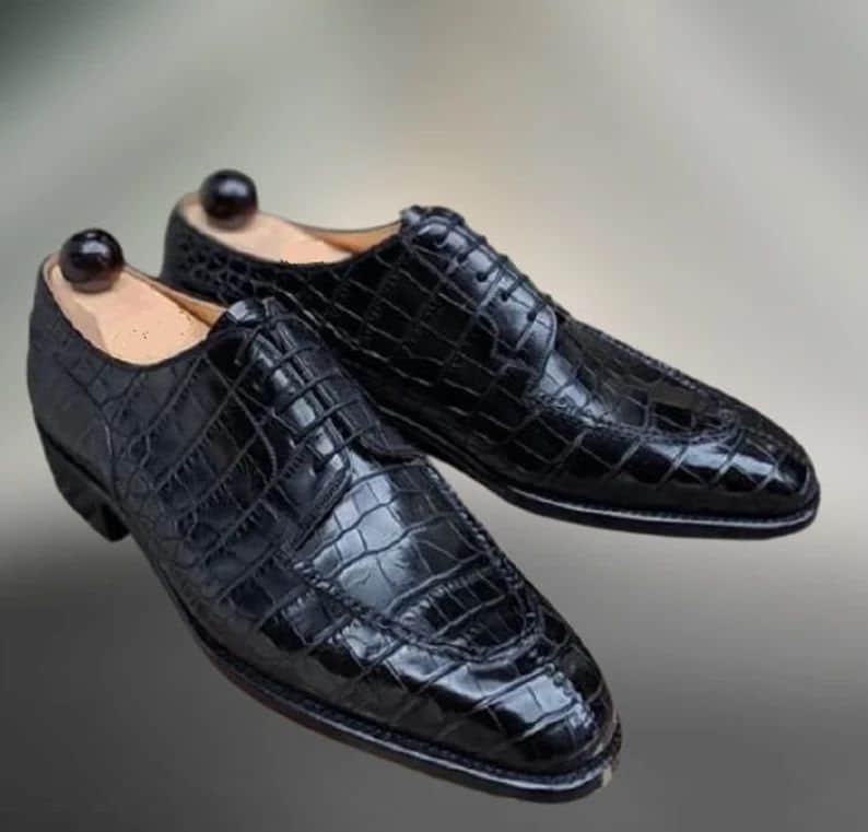 Navy Blue Handmade Alligator Skin Shoes