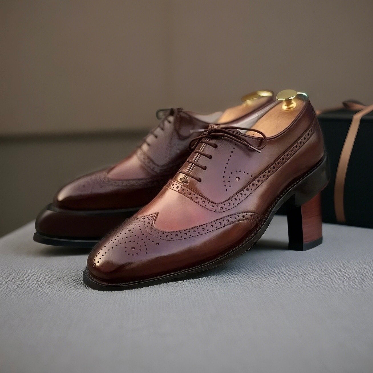 Classic Oxford Brown Leather Wingtip Brogue Shoes for Men - Etsy