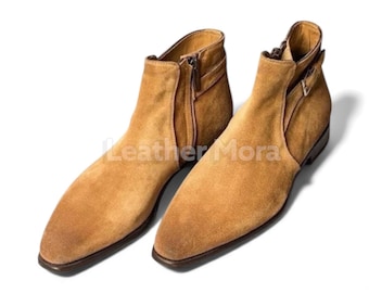 Luxe handgemaakte leren chelsealange laarzen – gestroomlijnd custom design, formeel en casual herenschoenen voor kantoor en feest