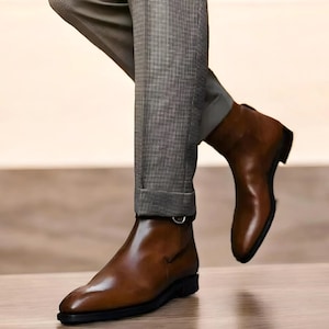 Handmade Leather Brown Jodhpur Boots Men Brown Ankle Boots, Dress Boots for Men