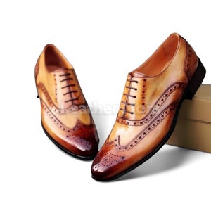 Men’s Italian Patent Leather Wingtip Brogue Shoes – Formal Oxford Dress Footwear for Business, Wedding & Fashion Events image 1