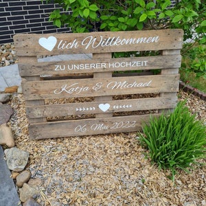 Palettenaufkleber Hochzeit|Willkommensschild|Aufkleber Hochzeit|Personalisiert