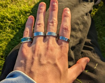 Men’s Stainless Steel Band Rings – Stylish Silver & Black Unisex Set, Streetwear Jewellery