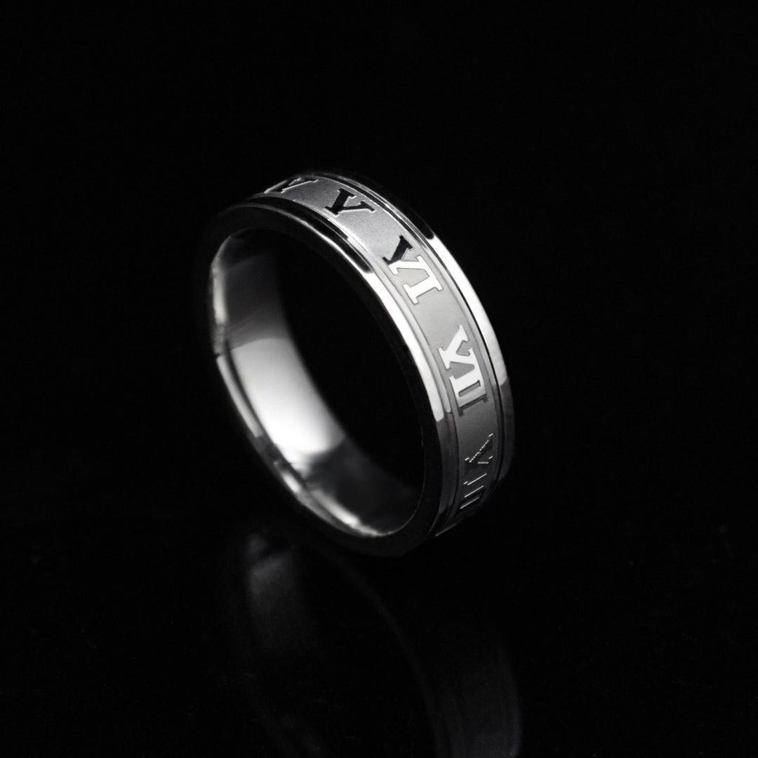 Silver Roman Numerals Ring Mens Ring Silver Ring Womens Etsy