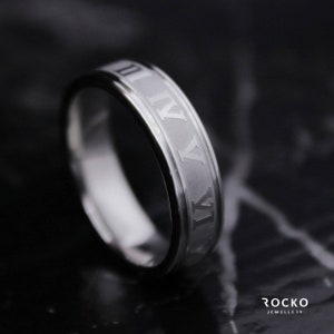 Silver Roman Numerals Ring - Mens Ring - Silver Ring  - Womens Ring - Rings for Women - Stainless Steel Ring