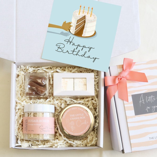 Happy Birthday Gift Box, Birthday Gift For Women, Gift Box, Friend Birthday Gift, Birthday Gift, Spa Birthday Gift, Soy Candle - HB3-b