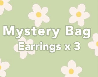 3 pairs of earrings, Mystery earrings bag, jewelry mystery bag, jewelry grab bundle, handmade earrings, surprise bag,flower earrings, kawaii
