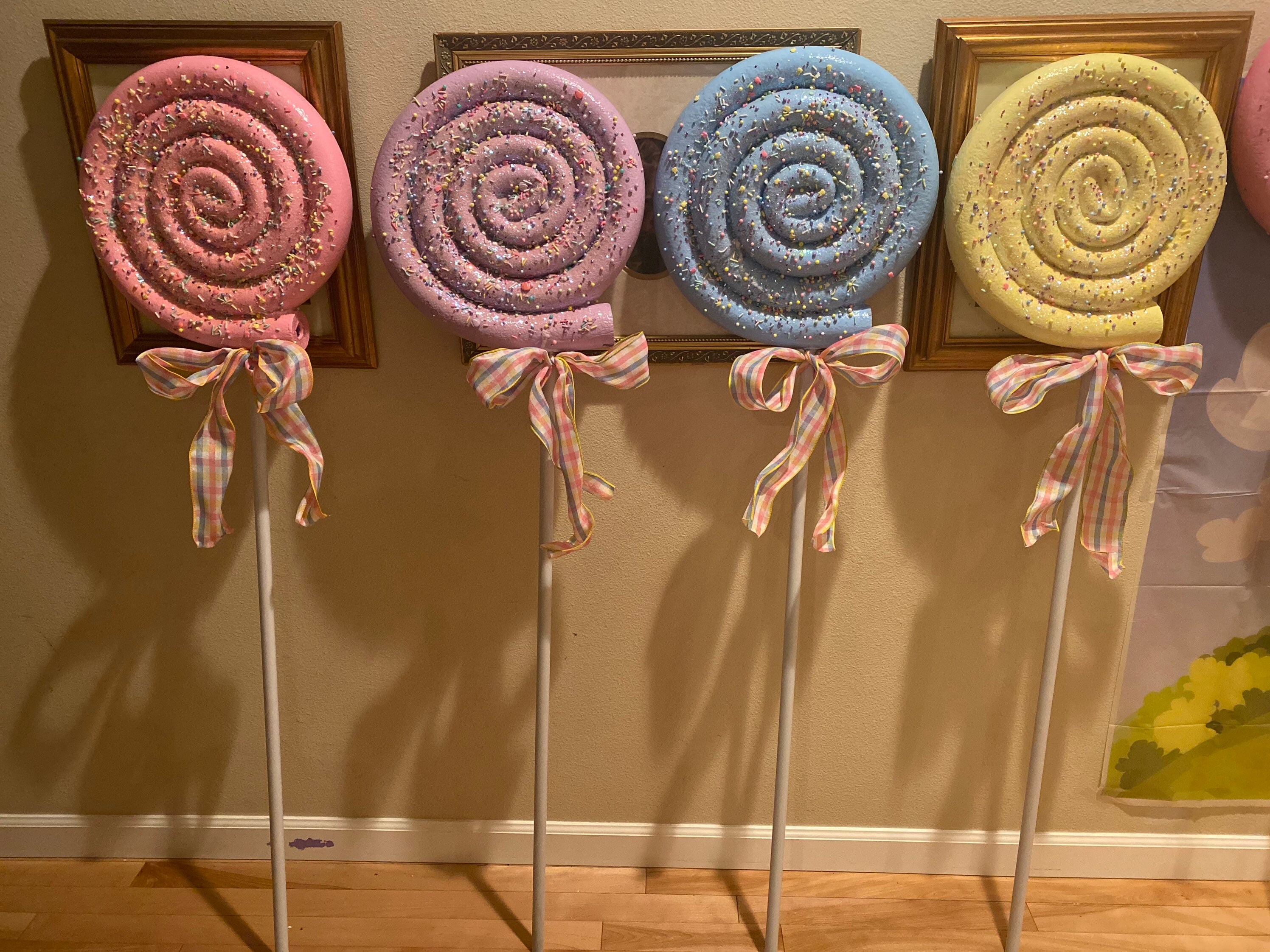 Jumbo Candyland set of four lollipops with removable handle. Etsy