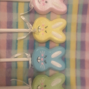 Set van 4 pastelkleurige konijnenlolly&#39;s van 11 inch hoog