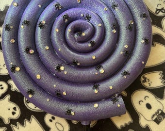 XXL disco spider purple  Halloween lollipop 19 inch diameter