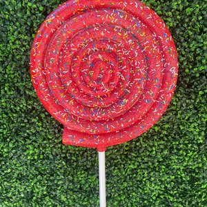 XXL red confetti faux lollipop 19 inch diameter