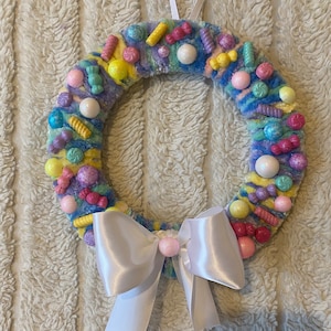 Rainbow mini candyland wreath . 9 inch diameter