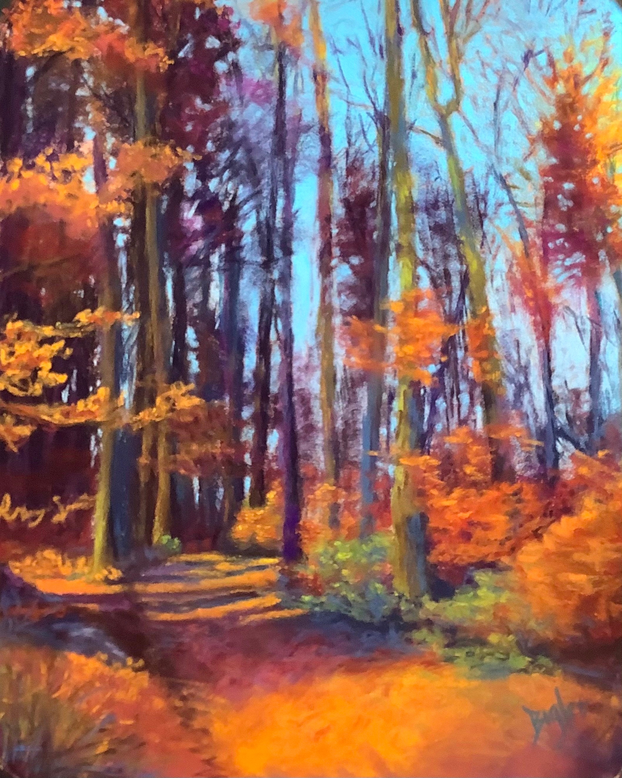 Original Pastel Painting / Autumn Walk 9x11.5 / Etsy