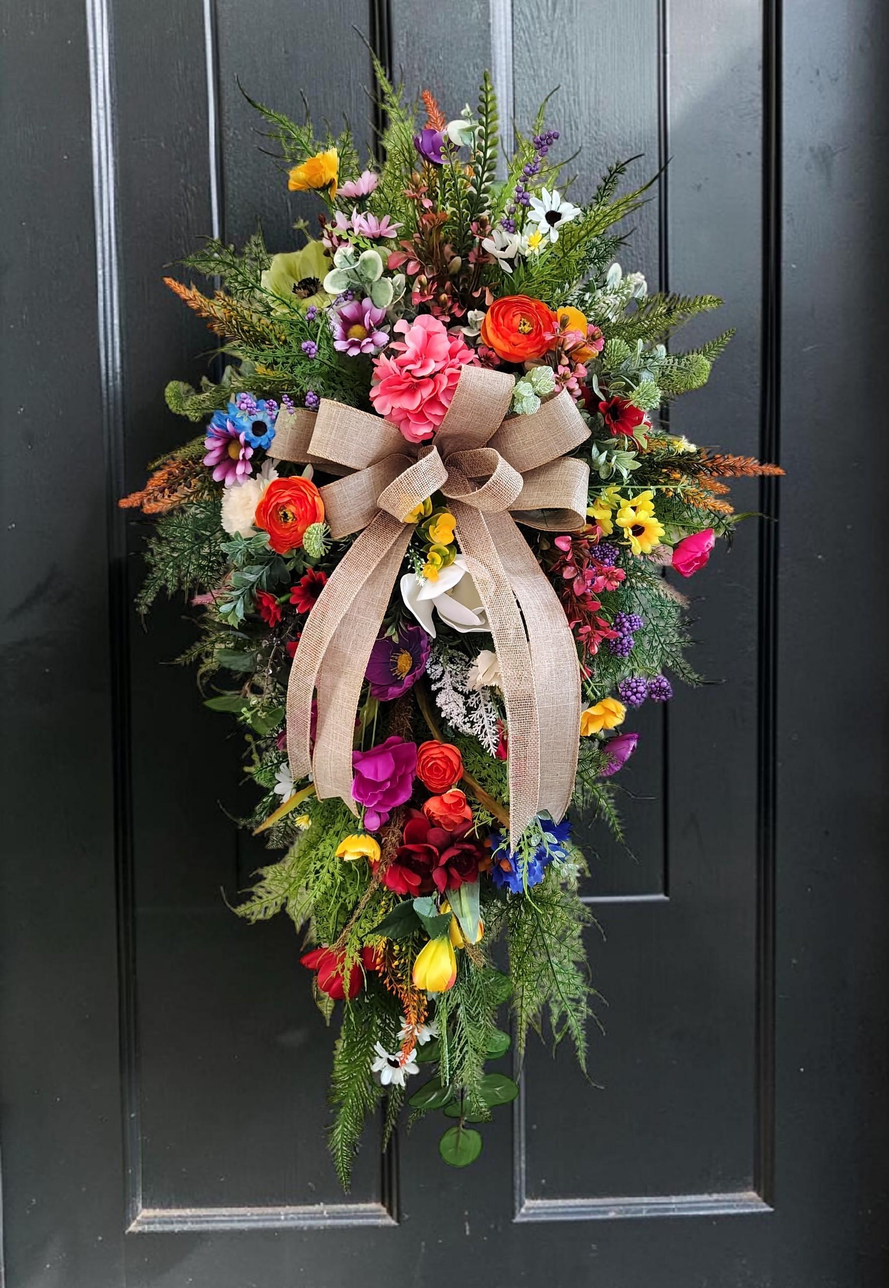 Summer Farmhouse Swag, Vibrant Florals, Large Mixed Greenery - Etsy
