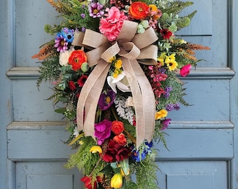 Summer Farmhouse Swag, Vibrant Florals, Large Mixed Greenery - Etsy