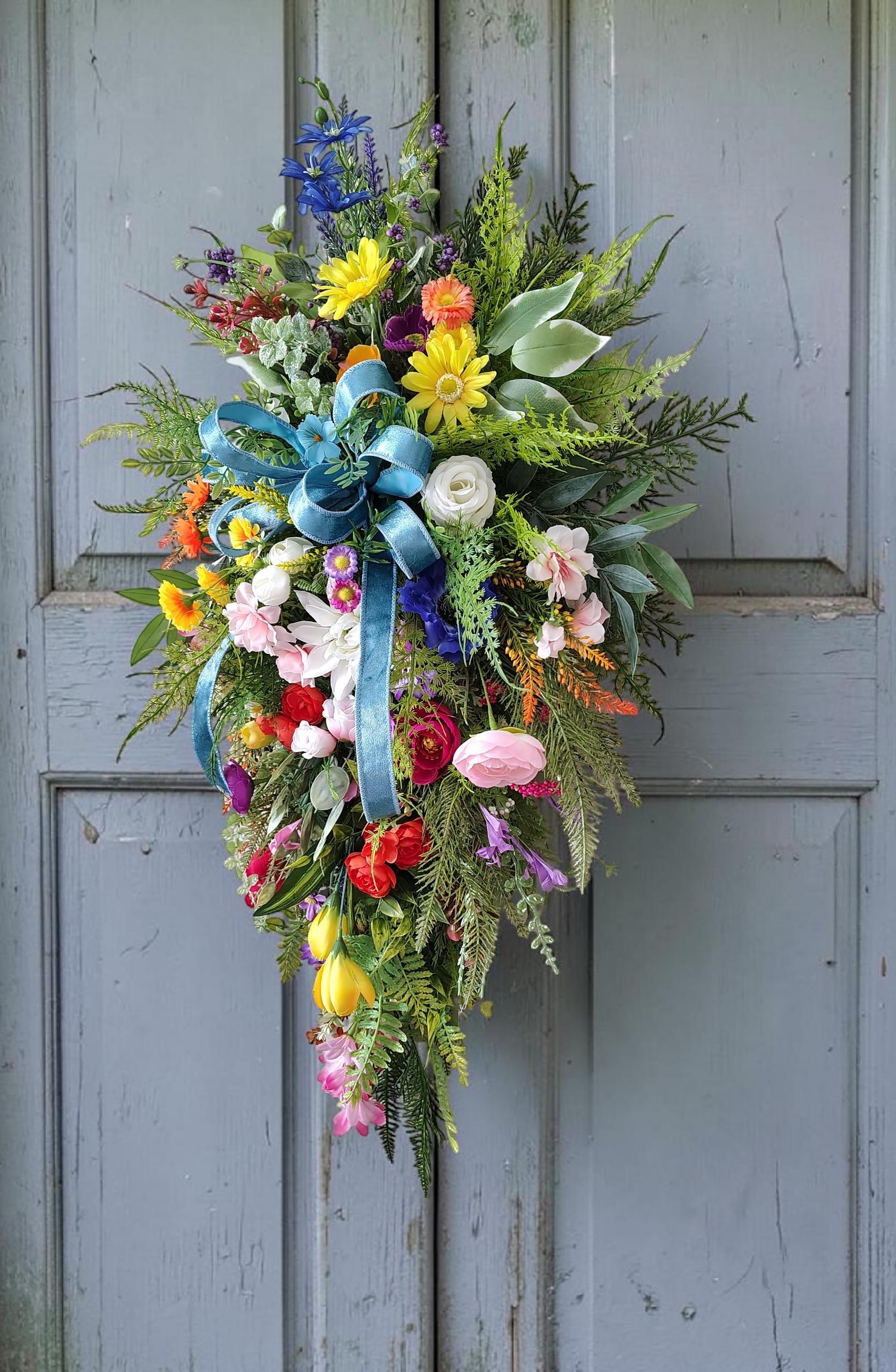Summer Farmhouse Swag, Vibrant Florals, Large Mixed Greenery - Etsy