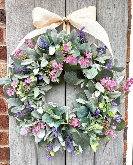 Lambs Ear Wreath With Florals Summer Lambs Ear Wreath Etsy