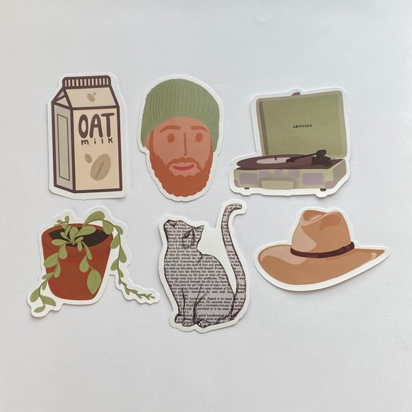 Collection of 6 “hipster” stickers! High quality and waterproof. Free shipping in Canada, plus option to add a personalized note at no cost.