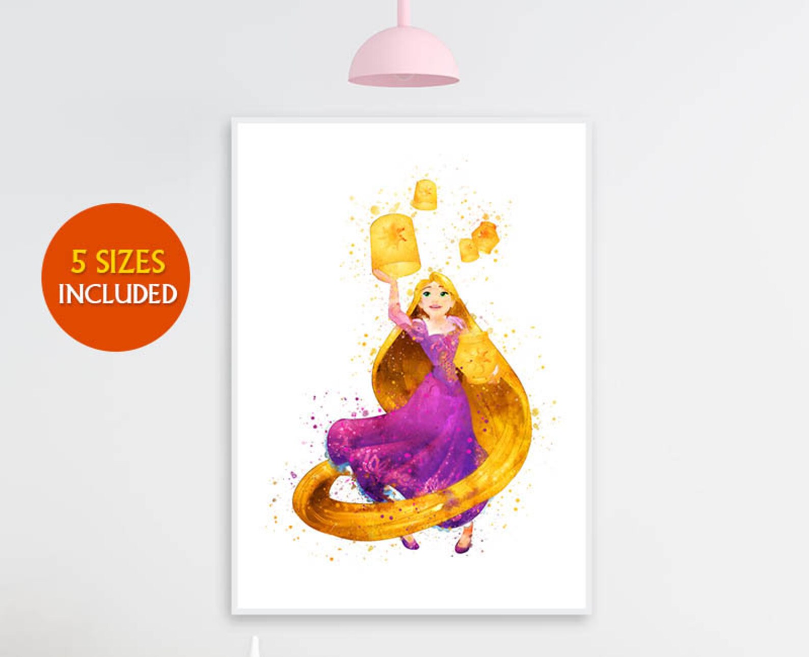 Rapunzel Lantern Print Tangled Disney Watercolor Nursery | Etsy