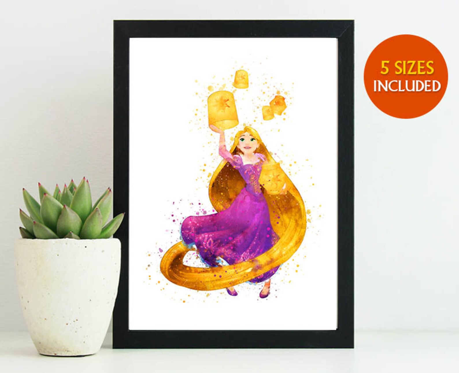 Rapunzel Lantern Print Tangled Disney Watercolor Nursery | Etsy