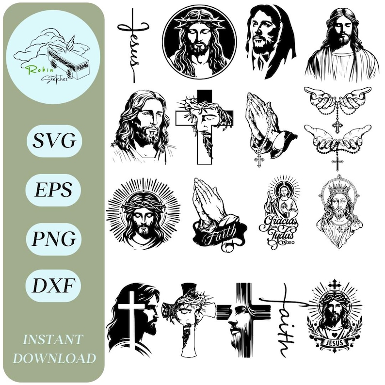 Jesus Silhouette Vector Clipart, Christian (svg, Png, Eps, Dxf) - Etsy