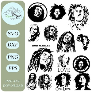 Svg de Bob Marley, Bob Marley Png, vecteur de Bob Marley, fichier découpé au Laser Bob Marley, Clipart Bob Marley, fichier de coupe Bob Marley, un amour Svg Png