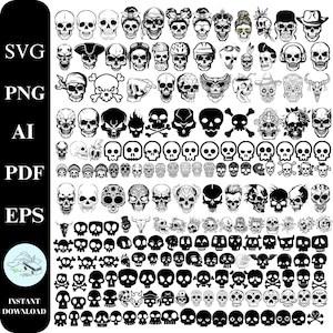 Skull Svg, Skull Bundle Svg, Skull Png, Skull Clipart, Skull Cut File, Funny Skull Svg, Skeleton Svg, Funny Skeleton Svg, Digital Download