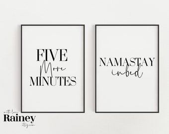 Set of 2 Bedroom Prints, Stay in bed, Bedroom Home Decor, Above Bed Prints, Bedroom Accessories, Bedroom Wall Decor, Black White Prints