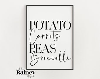 Veg Quote Kitchen Print, Kitchen Prints, Kitchen Home Decor, Kitchen Accessories, Kitchen Wall Decor, Utility Prints, Black & White Print