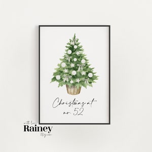 Personalised Home Number Christmas Tree Print, Christmas print, Christmas Home Decor, Christmas Wall art, Christmas Home Print, Xmas Decor